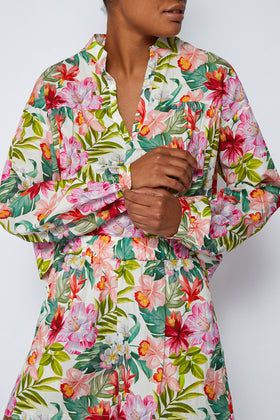 BLOUSE WITH MANDARIN NECK