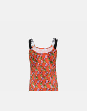 SUN FLOWER PRINT CROP TOP