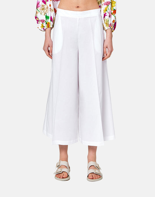PANTALONI CROPPED IN POPELINE